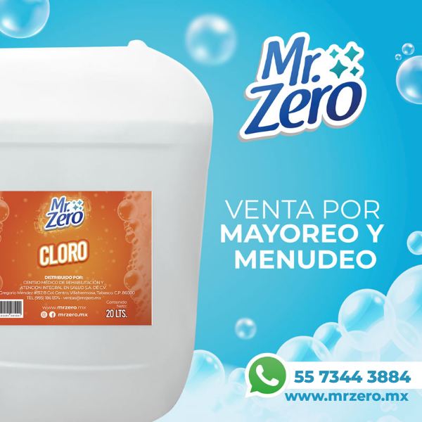 Cloro, presentación de Bidón 20 litros, Mr. Zero